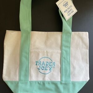 Mint Green and Cream Canvas Tote Bag